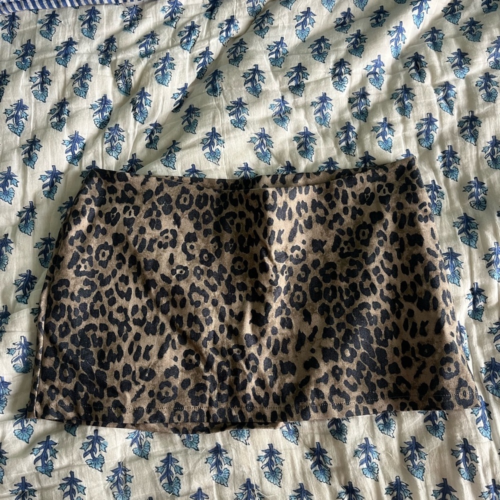 Leopard Print Mini Skirt Skort - Shorts Underneath